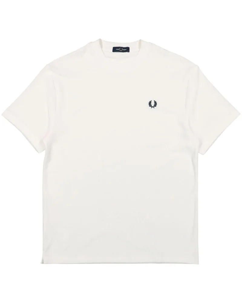 Fred Perry Frottee-T-Shirt mit Logo-Stickerei - Weiß Weiß