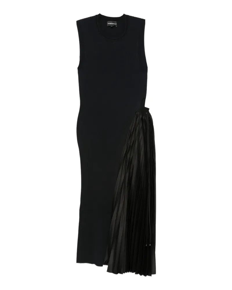 Emporio Armani Geripptes Midikleid mit Falten - Schwarz Schwarz