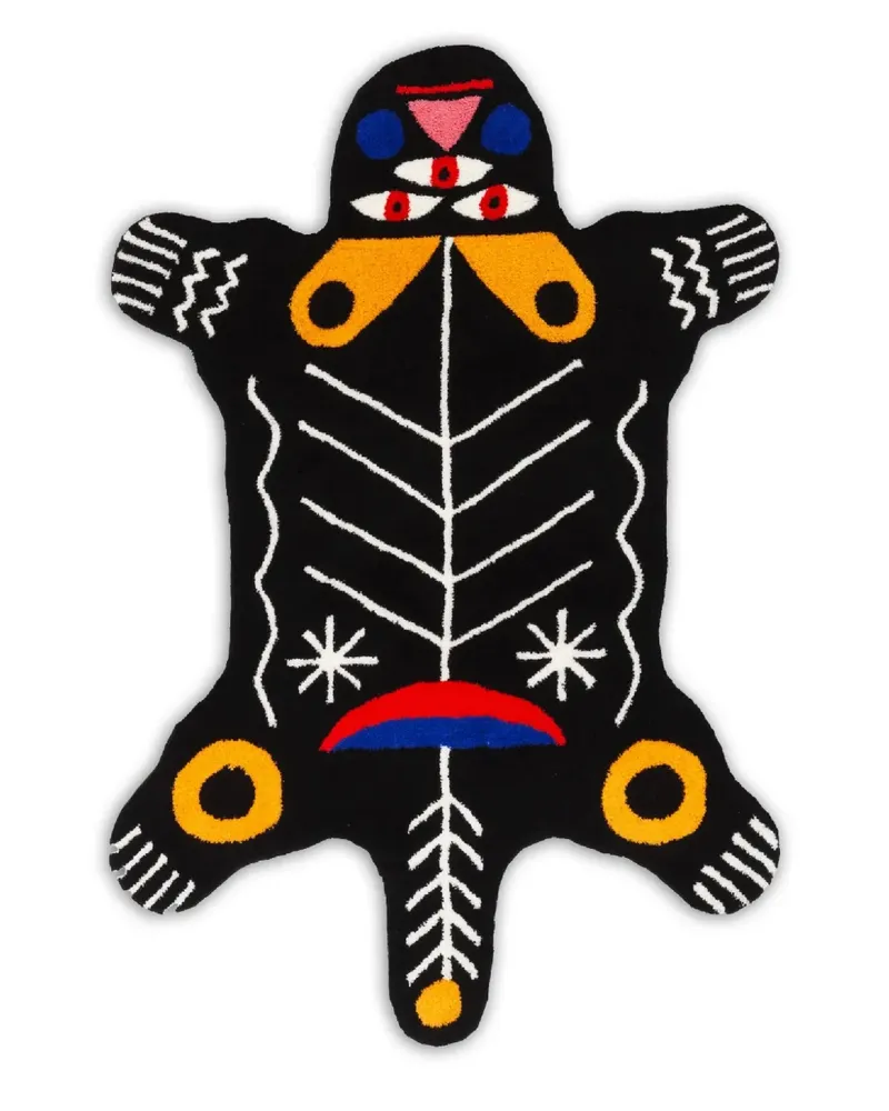 Qeeboo Oggian Kinotto M Teppich (150cm x 96cm) - Schwarz Schwarz