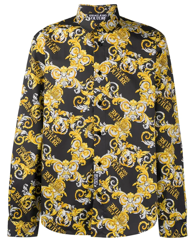 Versace Jeans Hemd mit Leoparden-Print - Schwarz Schwarz