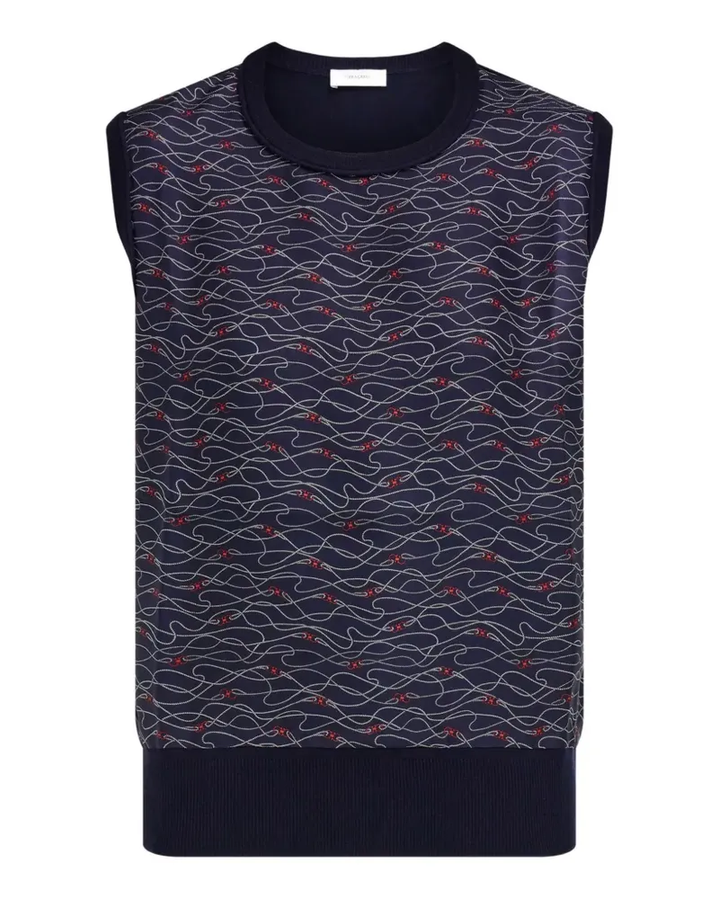 Ferragamo knitted top with silk panel detail - Blau Blau