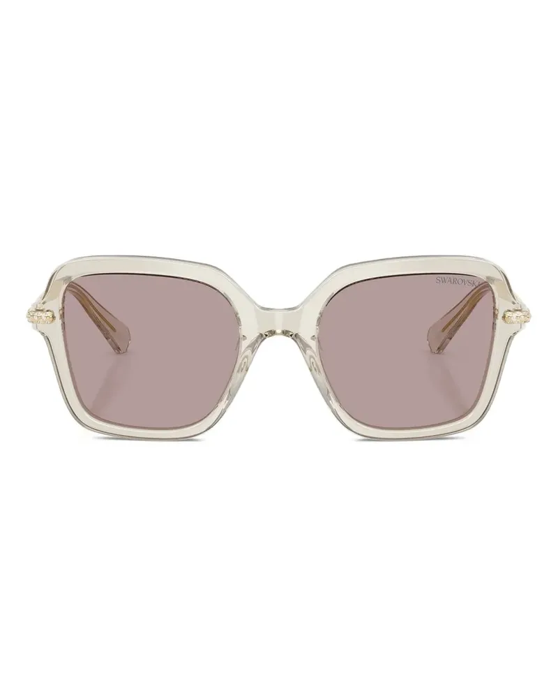 Swarovski Sonnenbrille mit geometrischem Gestell - Nude Nude