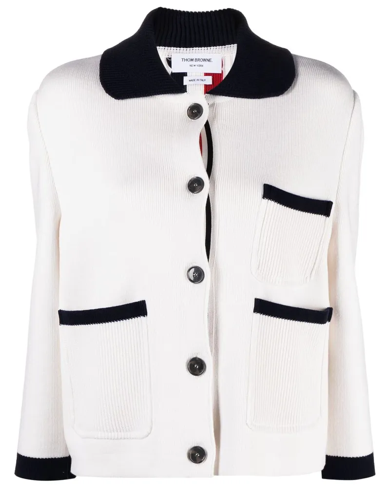 Thom Browne Cardigan in Colour-Block-Optik - Weiß Weiß