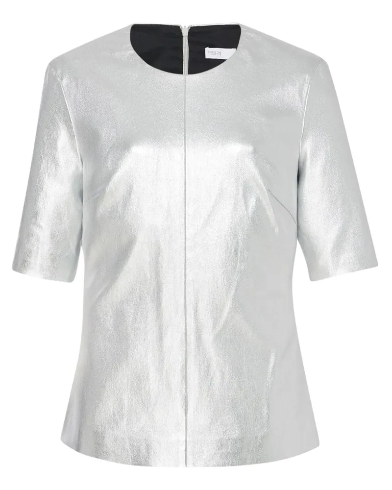 Rosetta Getty Laminiertes T-Shirt aus Leder - Silber Silber