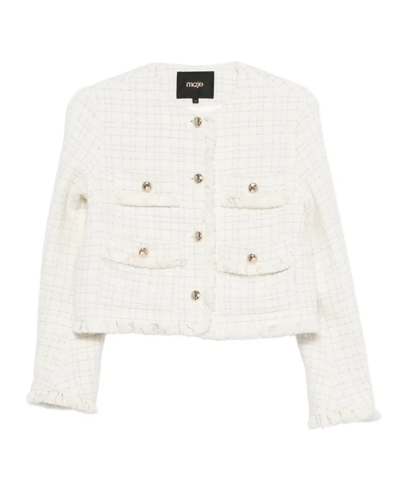 Maje Ausgefranste Jacke aus Tweed - Nude Nude