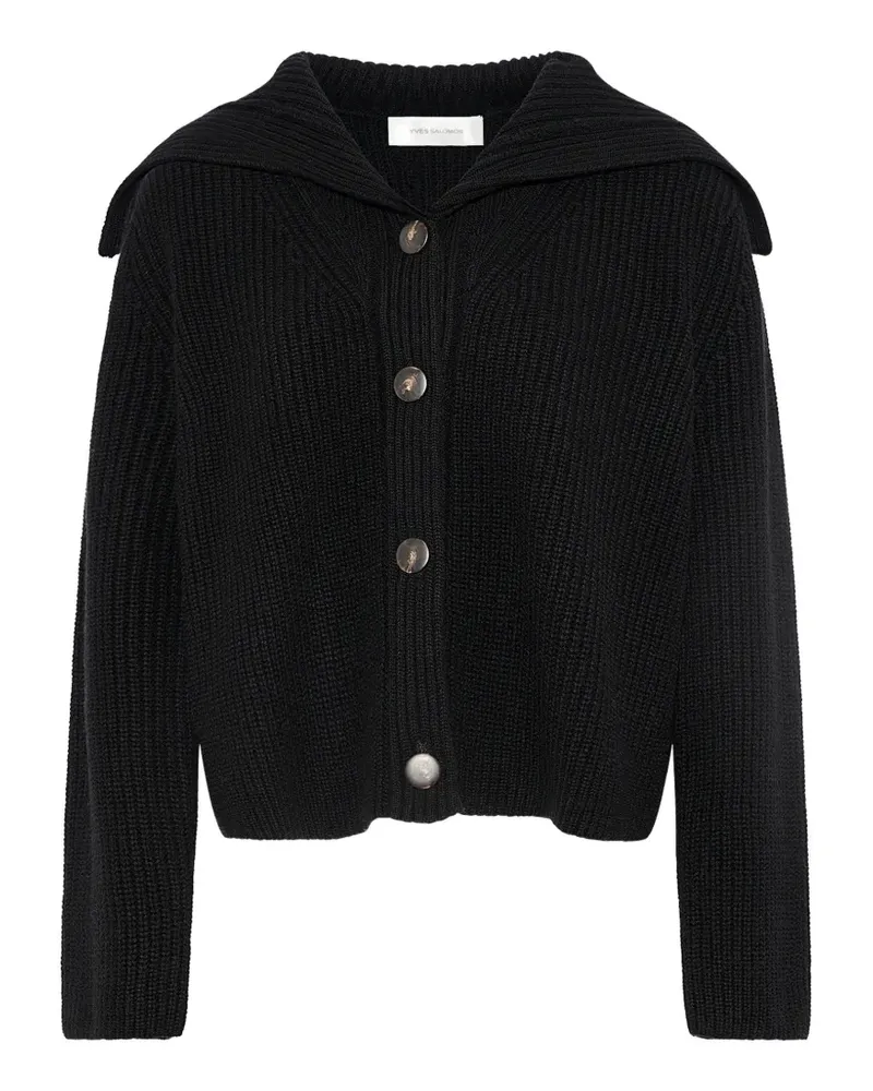 Yves Salomon Gerippter Cardigan mit Matrosenkragen - Schwarz Schwarz