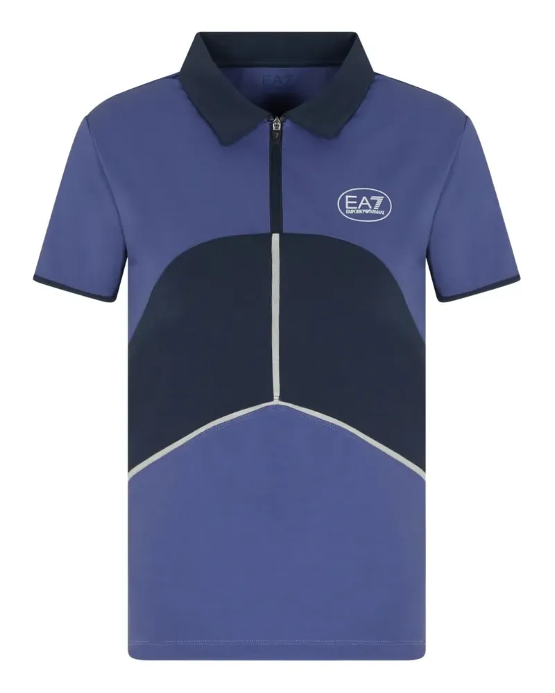 EA7 zip-fastening logo-print polo top - Blau Blau
