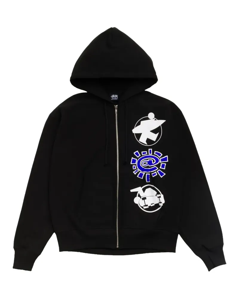 Stüssy Always Stack Kapuzenjacke mit Reißverschluss und grafischem Print - Schwarz Schwarz