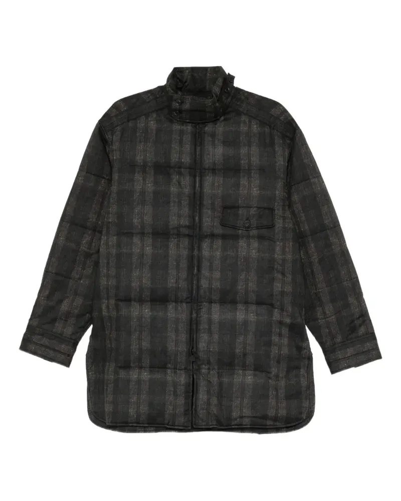 Yohji Yamamoto Kariertes Madras Ink Hemd - Schwarz Schwarz