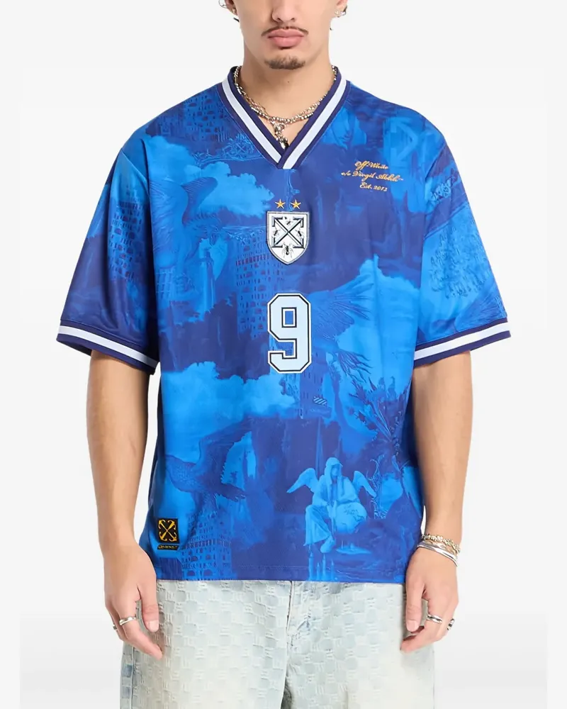 OFF-WHITE T-Shirt mit V-Ausschnitt - Blau Blau
