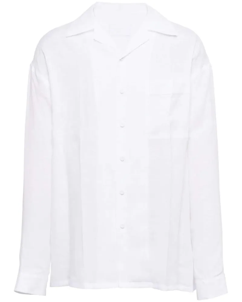 Prada Leinenhemd mit Reverskragen - Weiß Weiß