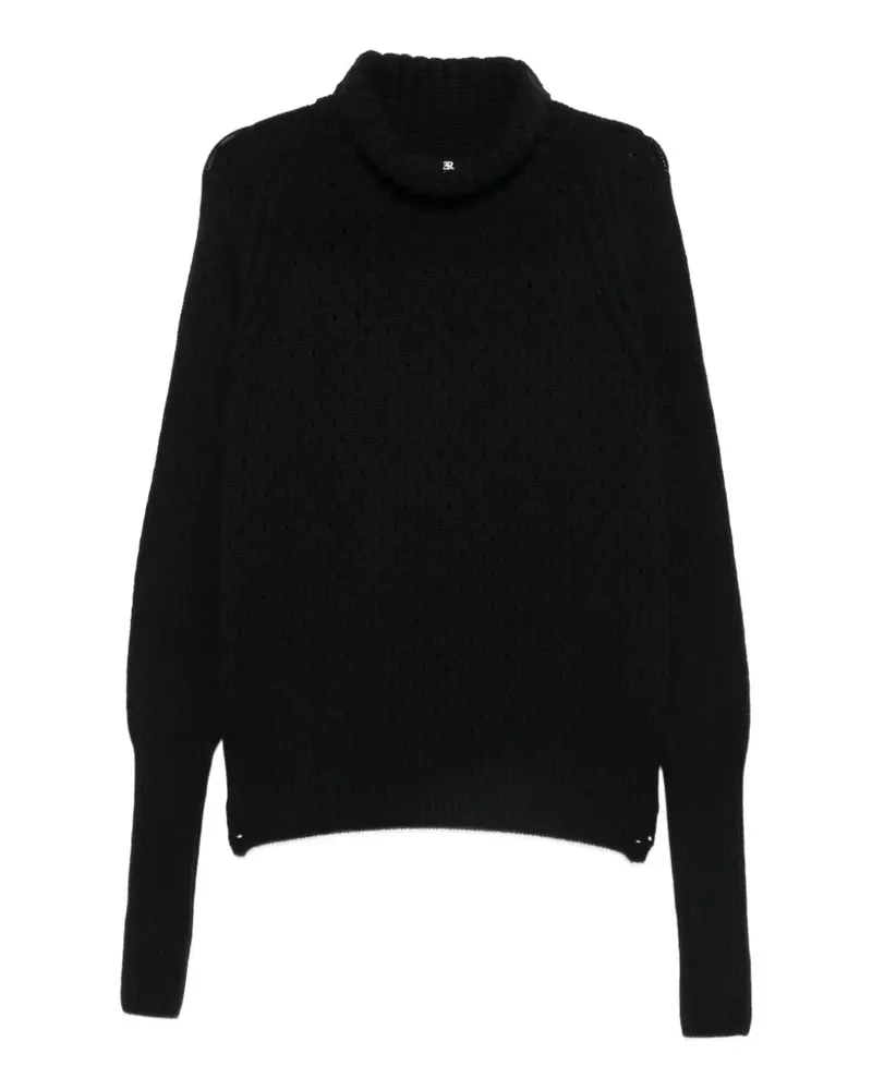 Ermanno Scervino Rollkragenpullover mit Lochstrickmuster - Schwarz Schwarz
