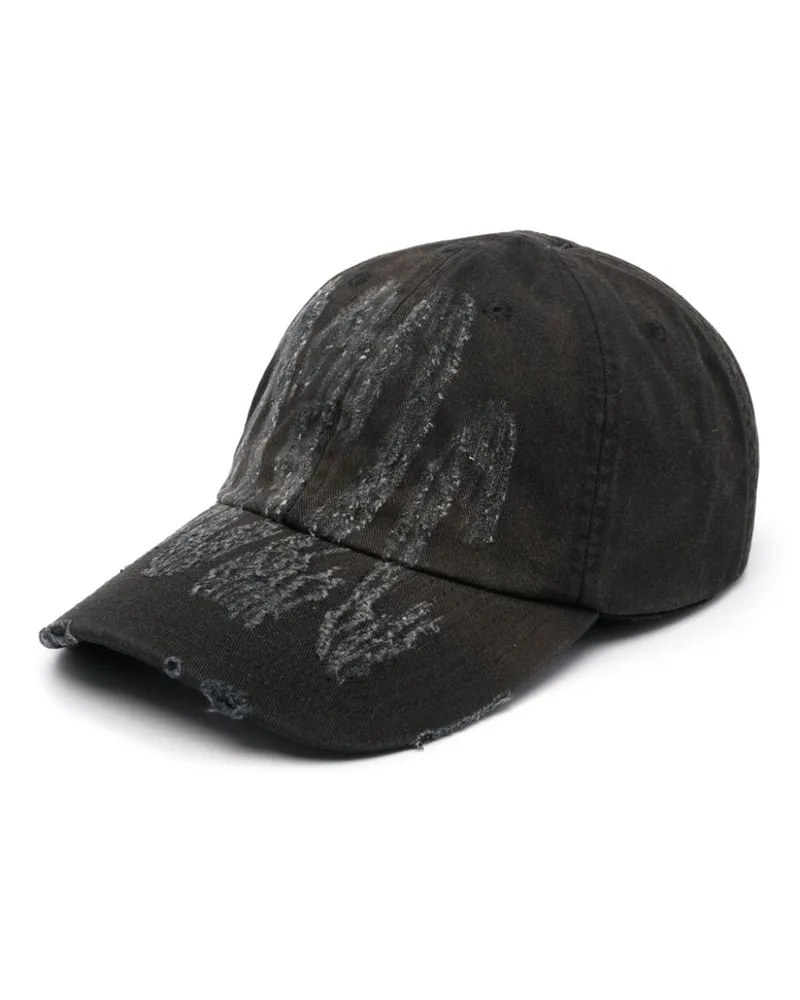 032c Crisis Baseballkappe mit Distressed-Logo - Schwarz Schwarz