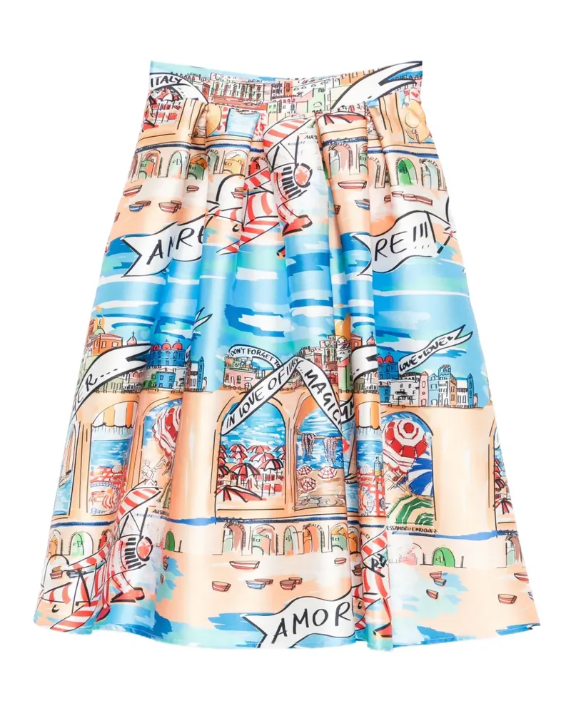 Alessandro Enriquez Midirock mit Print - Blau Blau