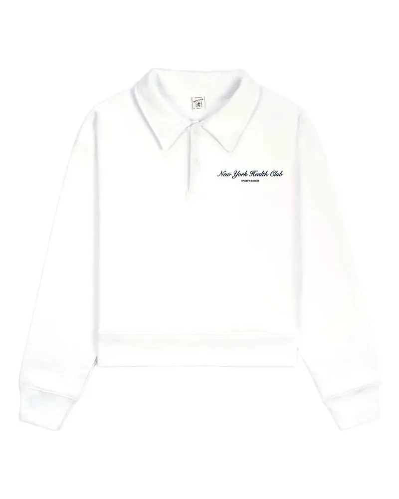 SPORTY & RICH Langärmeliges Poloshirt - Weiß Weiß