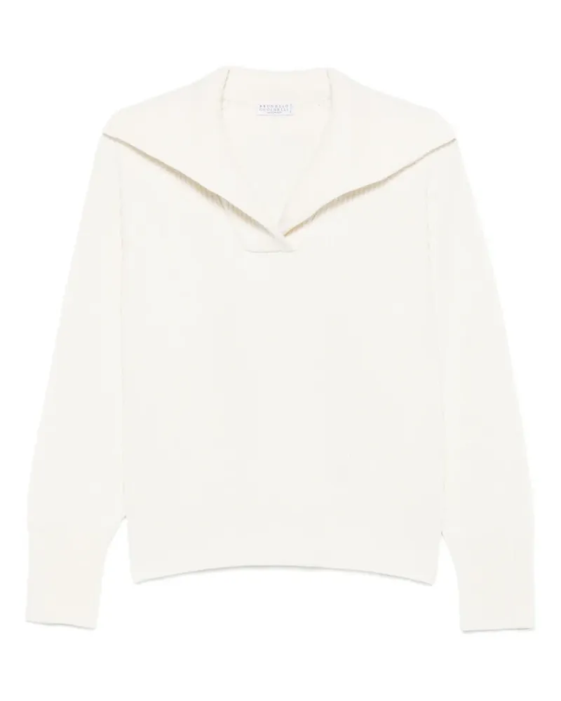 Brunello Cucinelli Gerippter Strickpullover - Weiß Weiß
