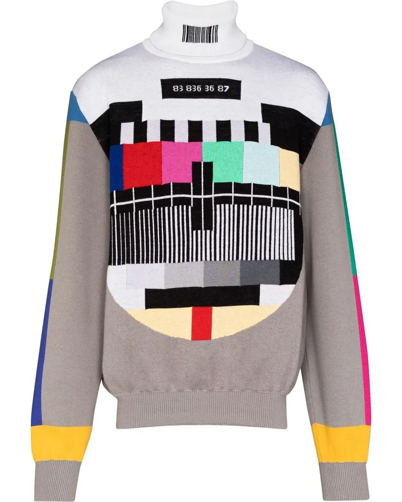 VTMNTS Rollkragenpullover mit Barcode-Motiv Grau