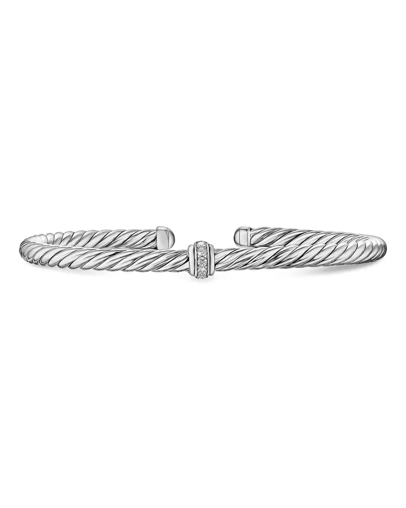 David Yurman Cable Flex Station Armreif mit Diamanten - Silber Silber