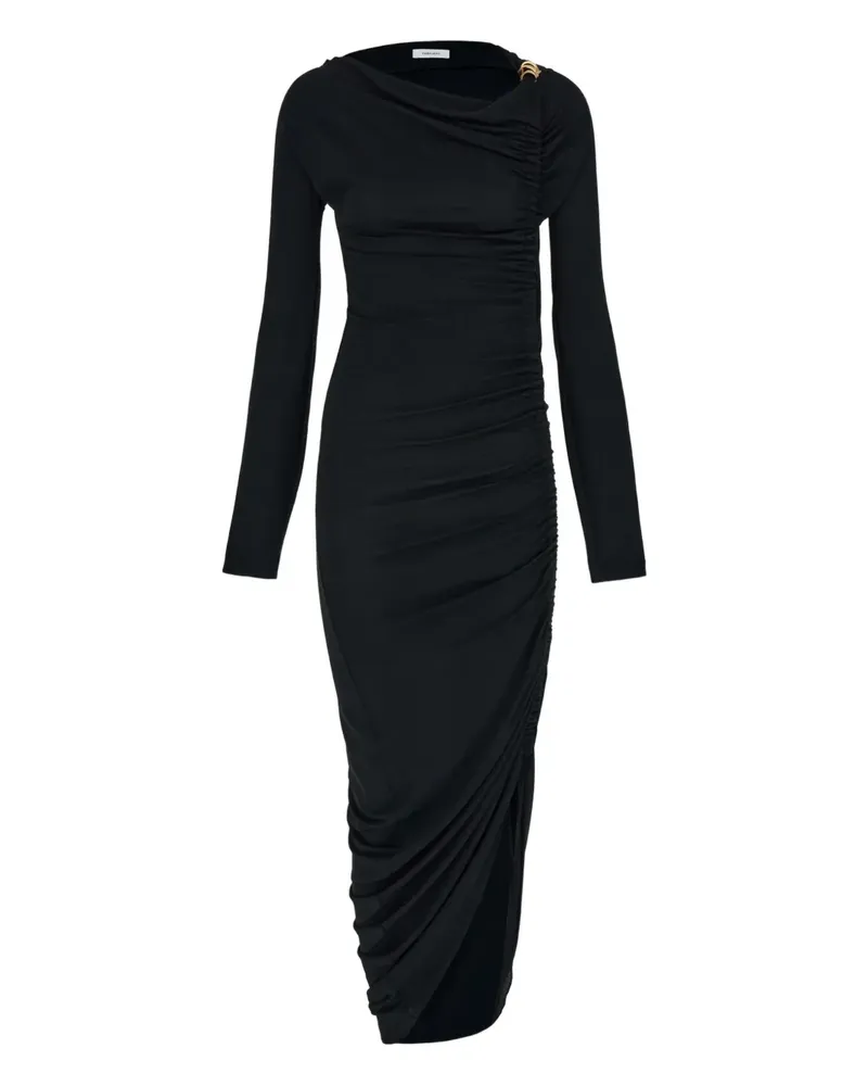Ferragamo boat-neck ruched asymmetric dress - Schwarz Schwarz