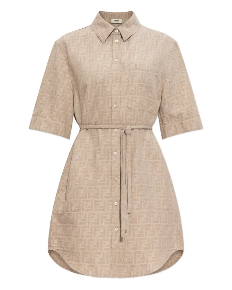 Fendi Hemdkleid mit Monogramm - Nude Nude