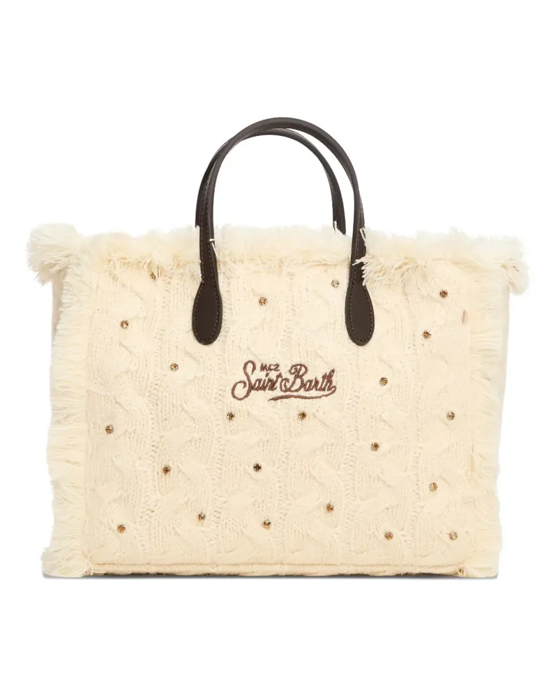 MC2 Saint Barth Colette Tote Bag mit Zopfmuster - Weiß Weiß