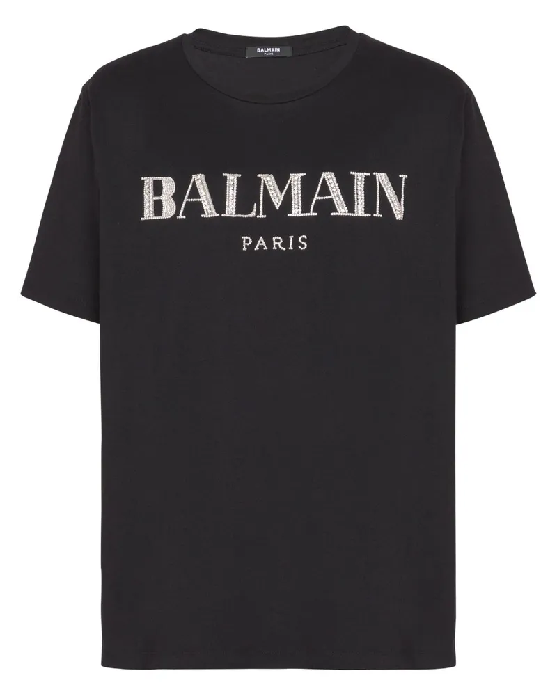 Balmain Vintage T-Shirt mit Kristallen - Schwarz Schwarz