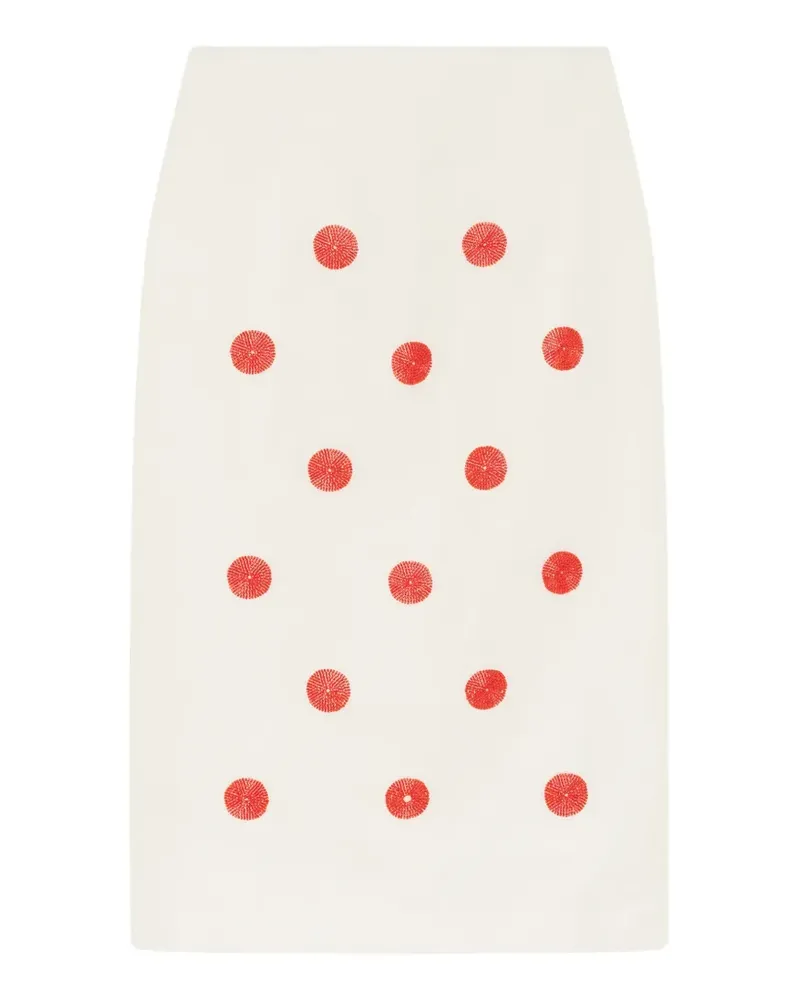 Maje x Blanca Miró embroidered pencil midi skirt - Weiß Weiß