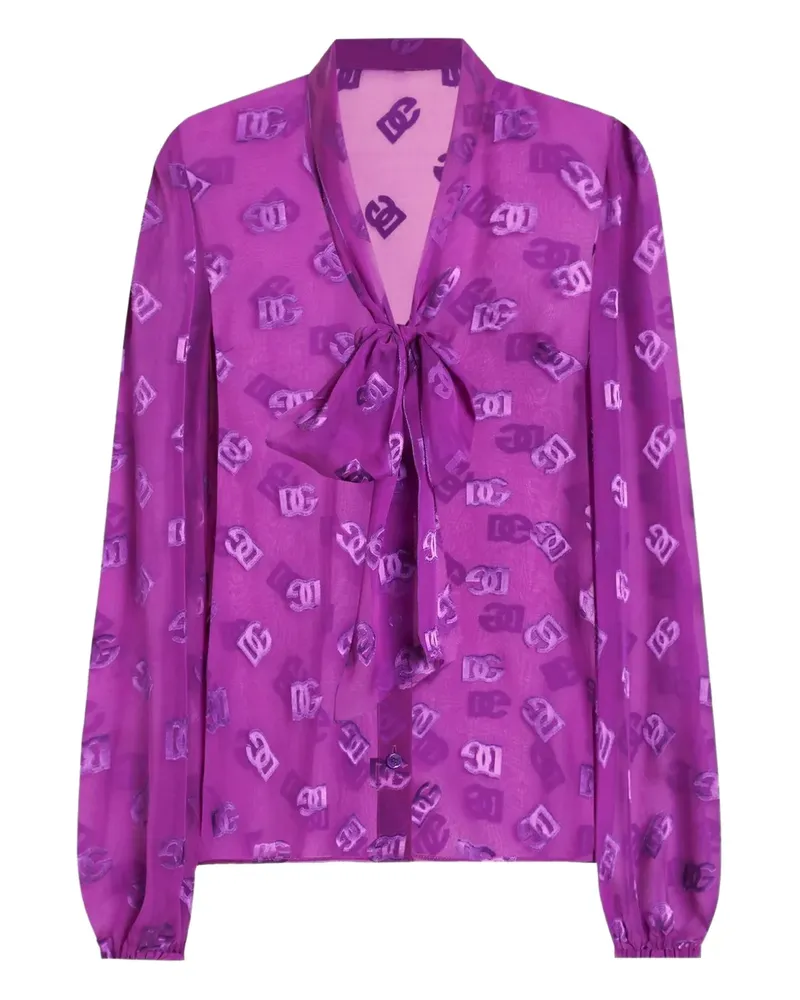 Dolce & Gabbana Hemd aus Logo-Jacquard - Violett Violett