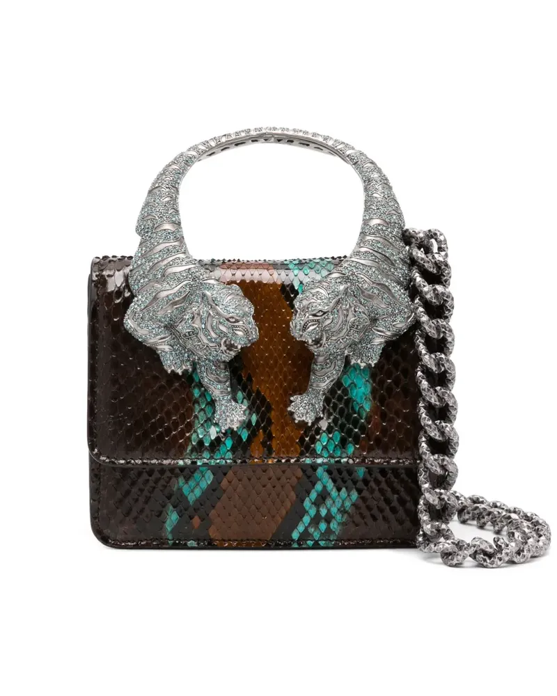 Roberto Cavalli Kleine Schultertasche mit Kristallen - Braun Braun