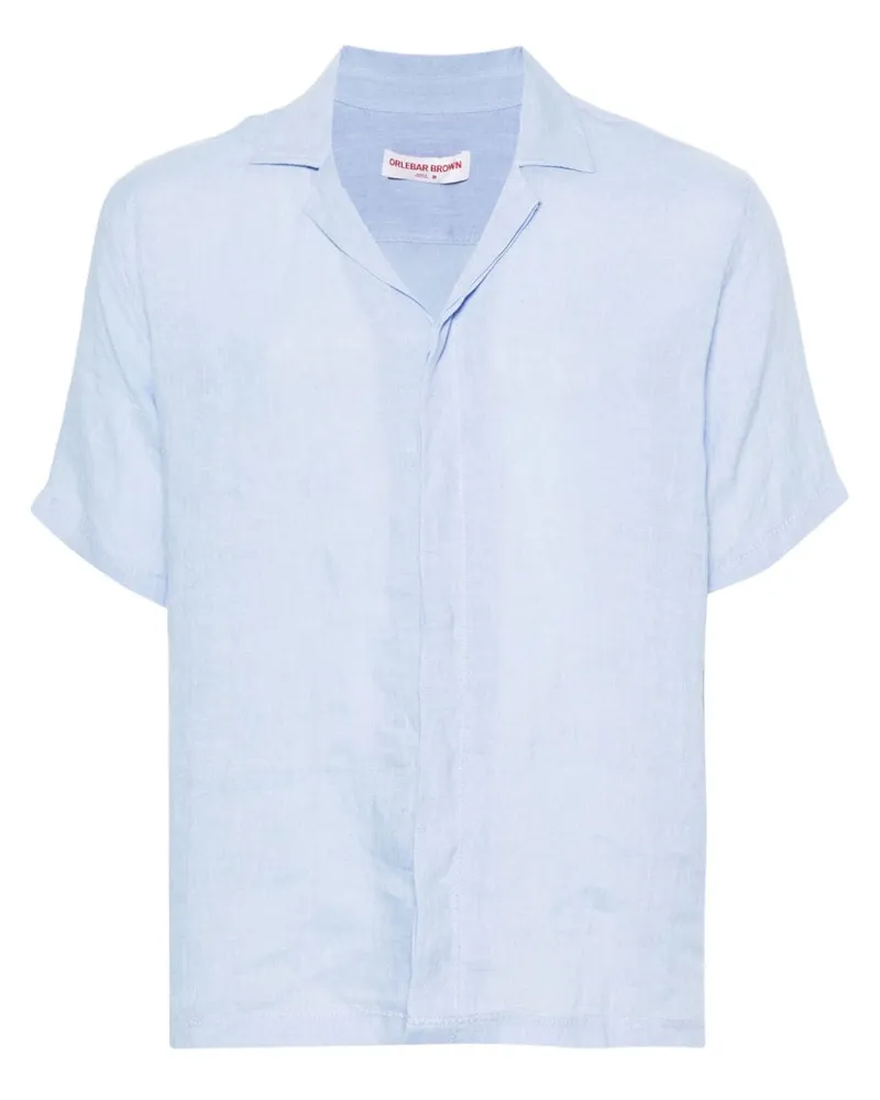Orlebar Brown Leinenhemd mit kurzen Ärmeln - Blau Blau