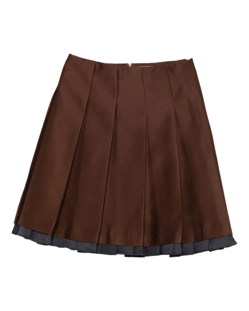 SHUSHU/TONG pleated contrasting-trim skirt - Braun Braun