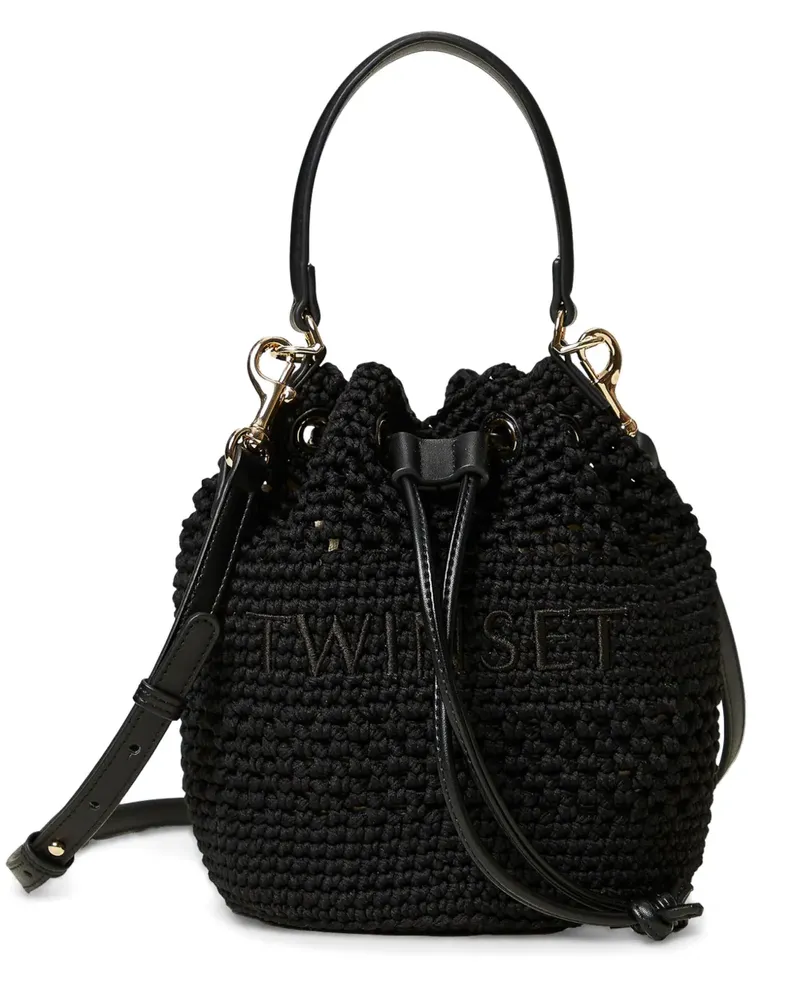 Twin-Set Beuteltasche mit Logo - Schwarz Schwarz