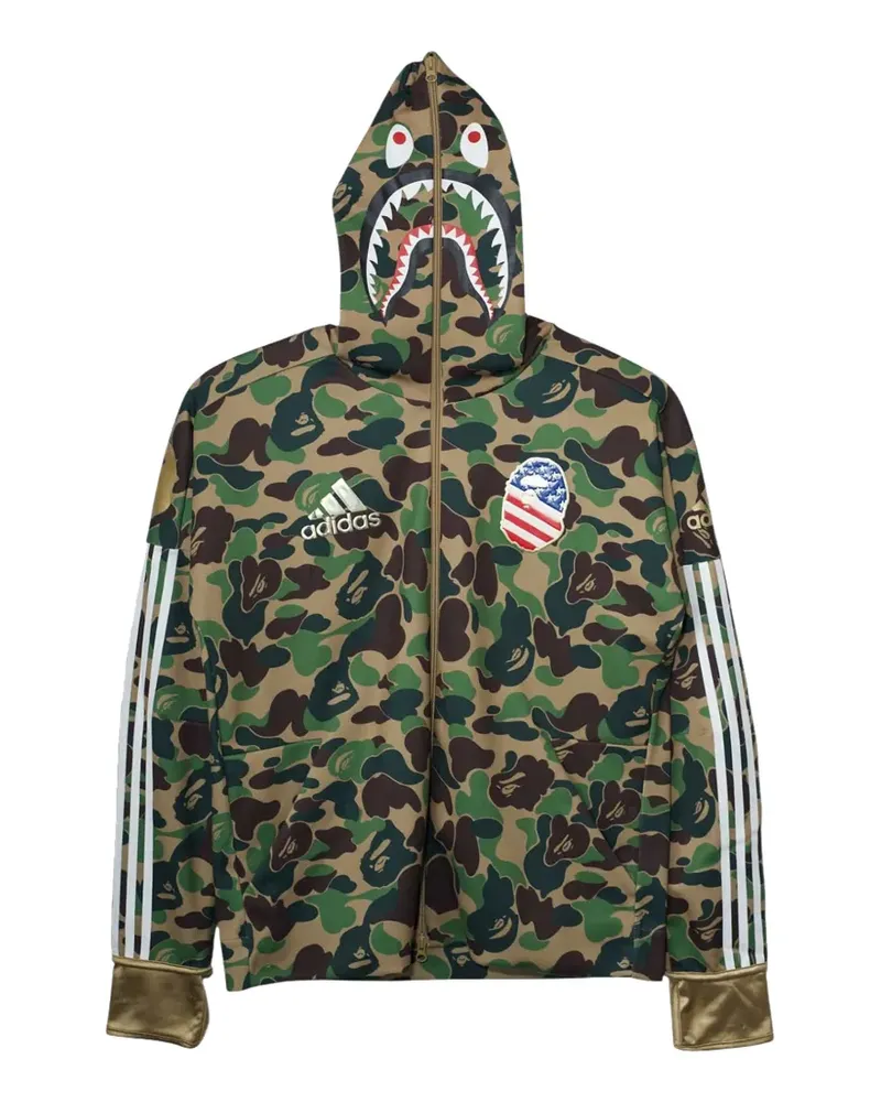 BAPE x Adidas camo-print hoodie - Grün Grün