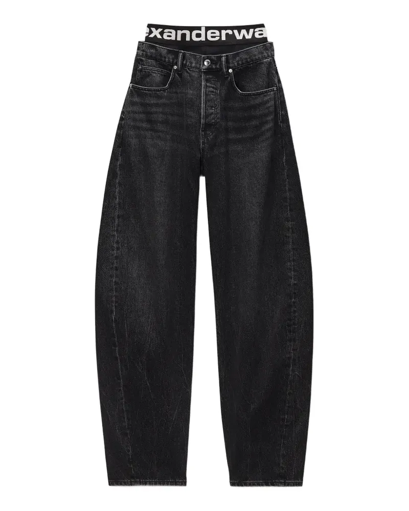 Alexander Wang logo-waistband loose-fit jeans - Grau Grau