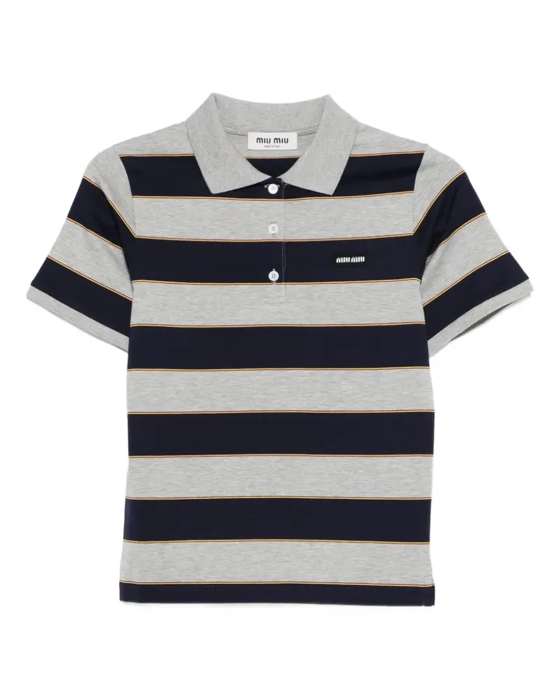 Miu Miu striped logo polo top - Grau Grau