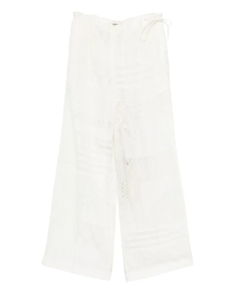 Fendi Hose mit Spitzeneinsatz - Weiß Weiß