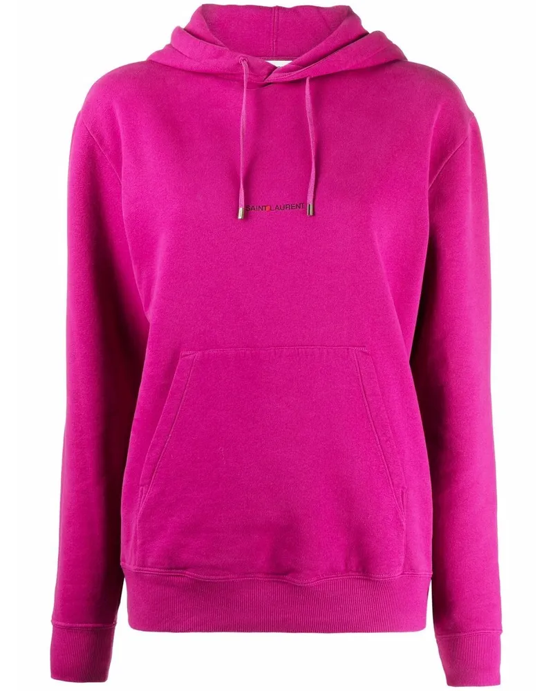 Saint Laurent Hoodie mit Logo-Print Rosa