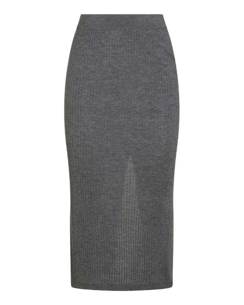 Malo ribbed-knit front-slit midi skirt - Grau Grau