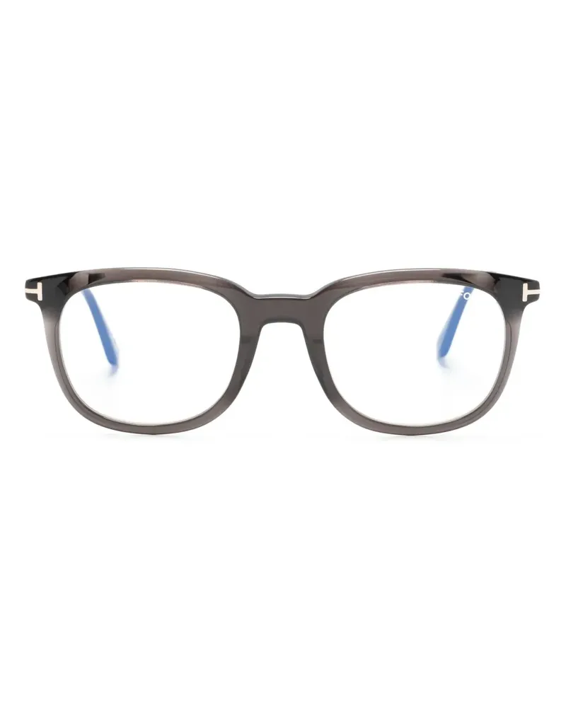 Tom Ford Runde Brille mit Logo-Schild - Schwarz Schwarz