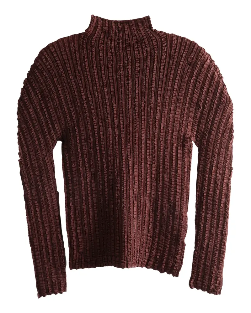 Issey Miyake Texturiertes Oberteil mit Stehkragen - Braun Braun