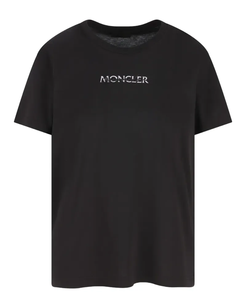 Moncler logo-embroidered T-shirt - Schwarz Schwarz