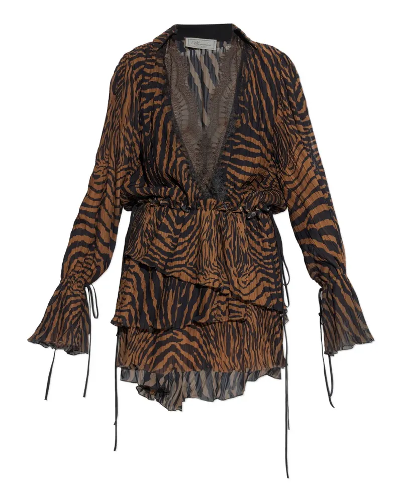 Blumarine lace-trim zebra-print dress - Braun Braun
