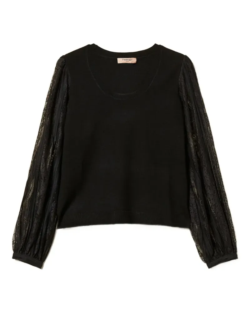 Twin-Set lace-sleeve blouses - Schwarz Schwarz