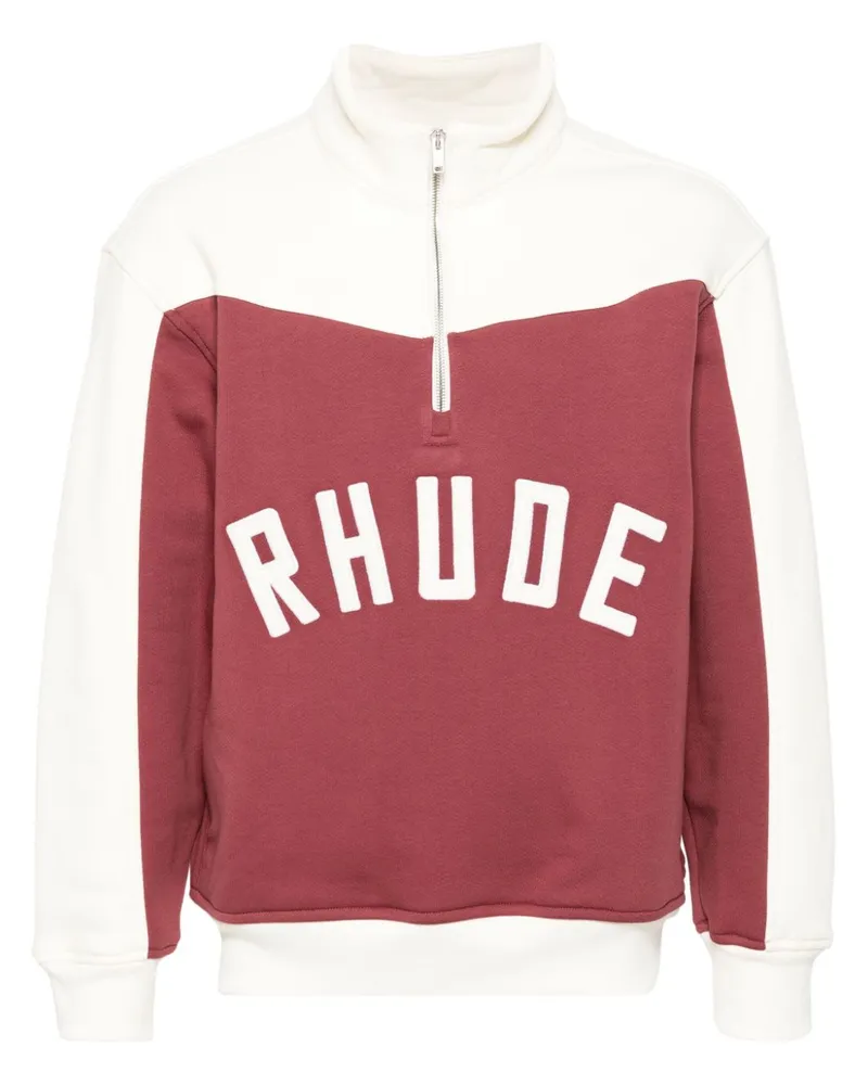 RHUDE Sweatshirt mit kurzem Reißverschluss Rot