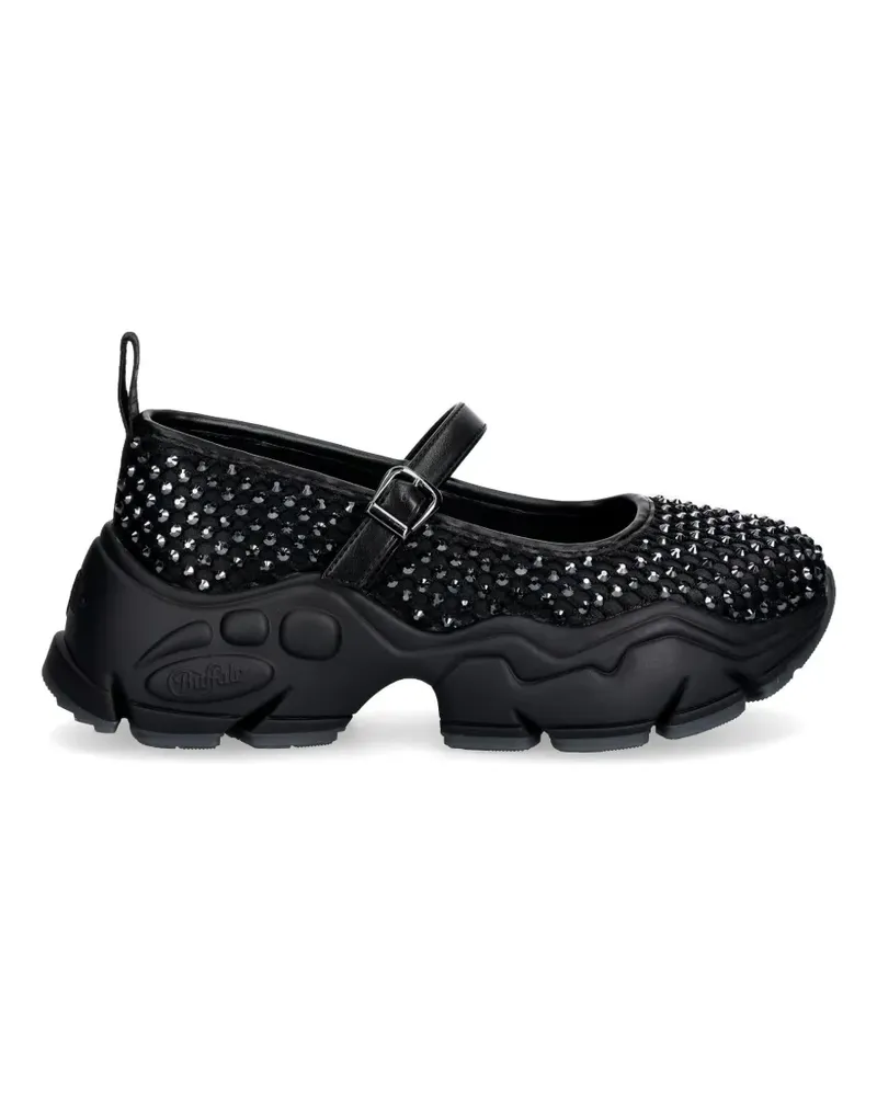Buffalo Binary Ballerina Glam Ballerinas mit Kristallen - Schwarz Schwarz