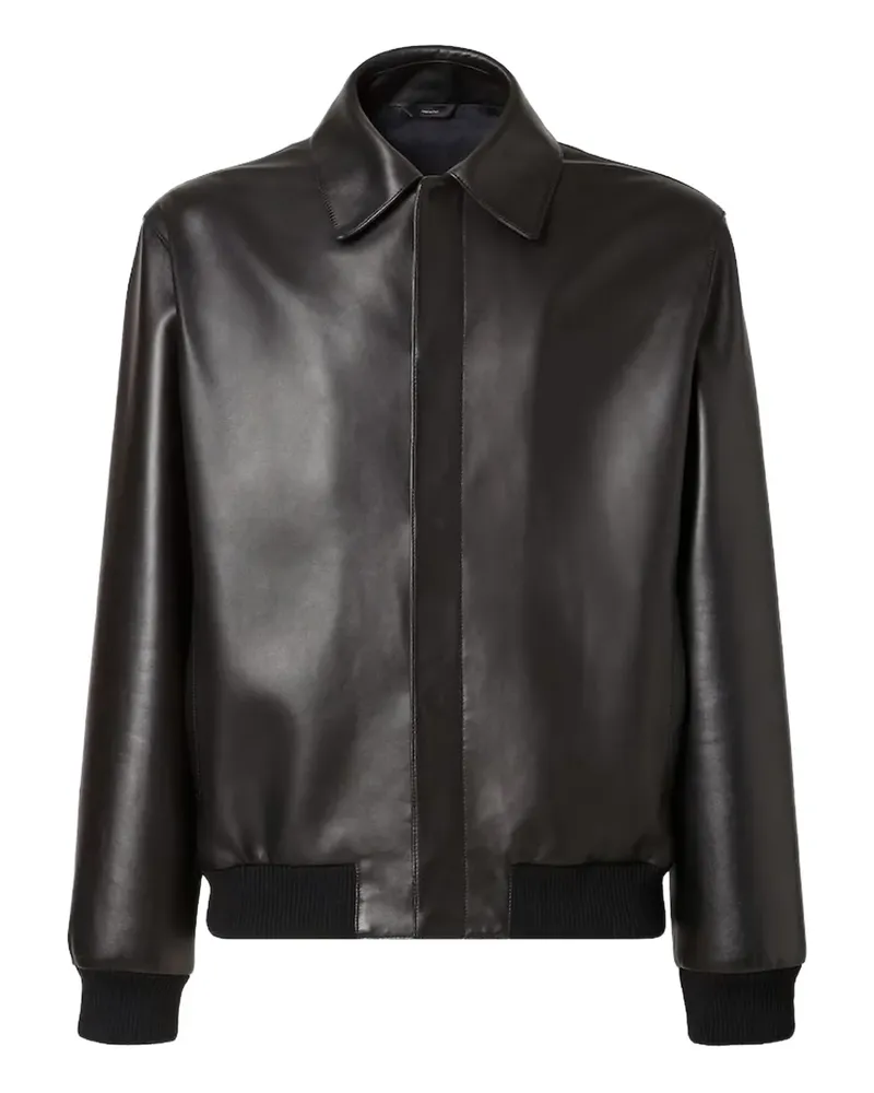 Fendi Lederjacke mit spitzem Kragen - Schwarz Schwarz