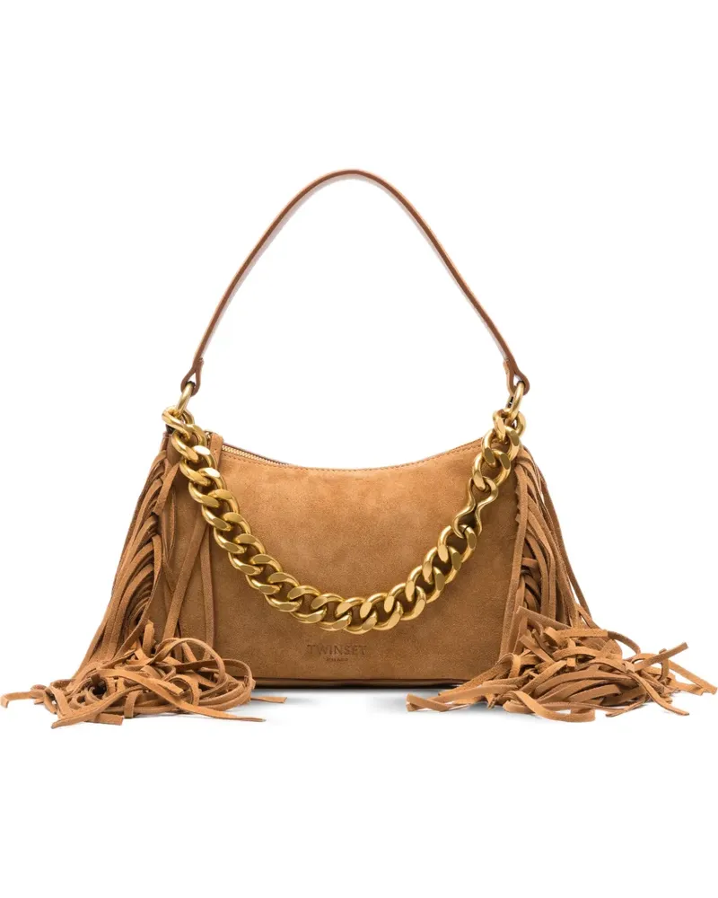 Twin-Set fringed-trim chain-link shoulder bag - Braun Braun
