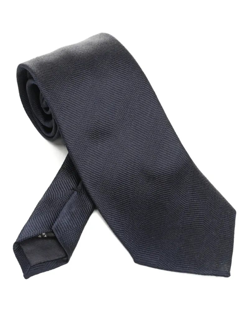 Tom Ford Seidenkrawatte mit Fischgrätenmuster - Blau Blau