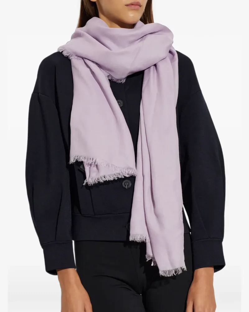 Emporio Armani Ausgefranster Schal mit Logo-Stickerei - Violett Violett