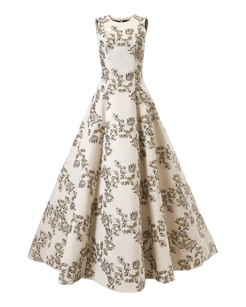 Carolina Herrera New York Lurex-Trellis-Ballrobe aus Jacquard - Nude Nude